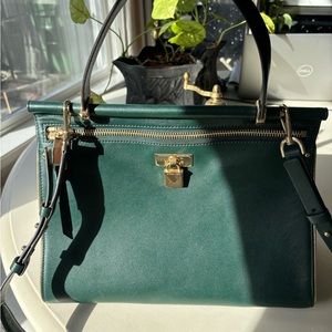 Michael Kors Green Satchel with Crossbody Strap